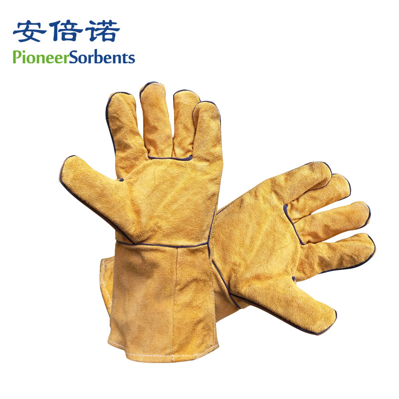 牛皮工作手套批发双层绒里衬劳保防护焊工手套长款隔热电焊手套