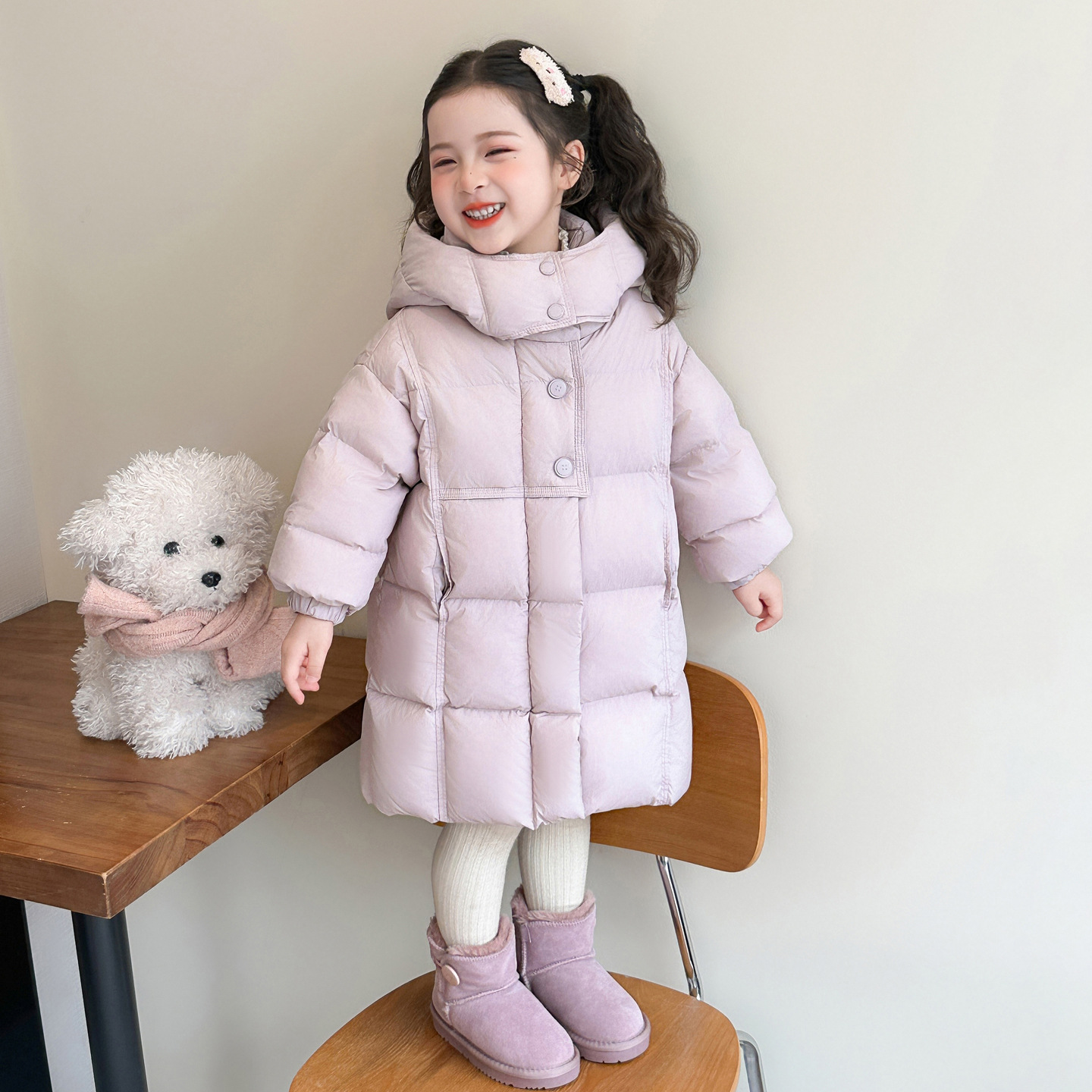 Chaqueta de pluma larga para niñas invierno 2025 nuevo estilo de aire extranjero para niños engrosados ropa de invierno bebé chaqueta súper hermosa image 6