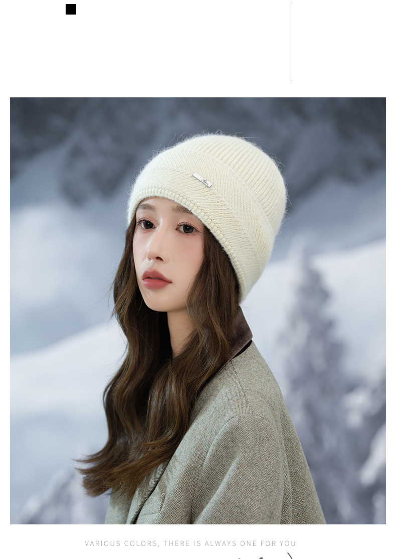 Japanse stijl voor vrouwen, herfst en winter, veelzijdige, dikke, warme, koudebestendige gebreide muts, afslankend voor het gezicht en de oren_voghion.com