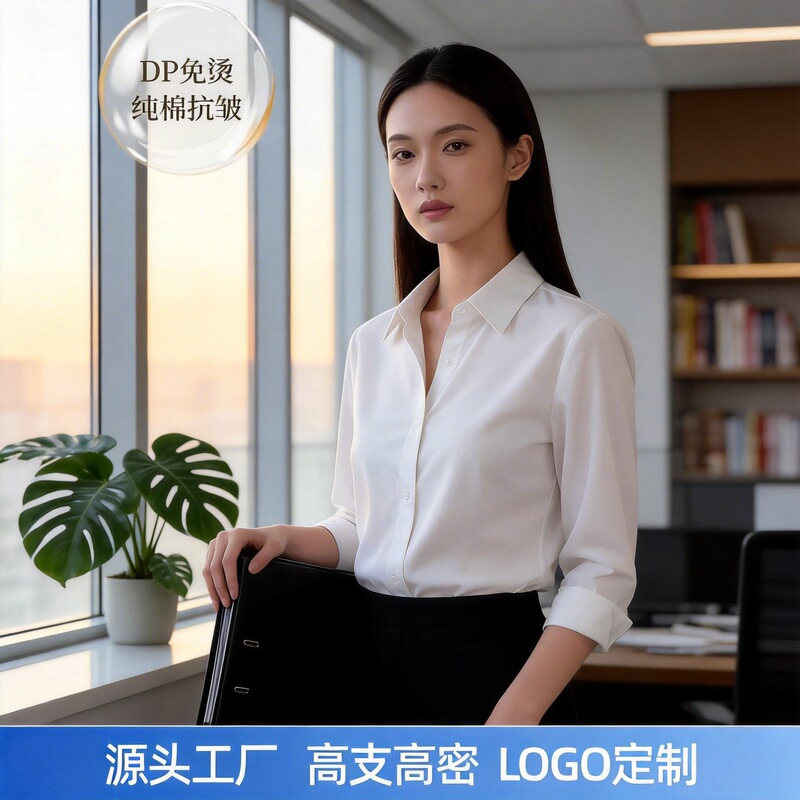 200-Count Women's Dp Pure Cotton Ready-To-Wear Non-Iron Comfortable Breathable Casual Daily Workwear Long-Sleeve Shirt 200-Count Women's Dp Pure Cotton Ready-To-Wear Non-Iron Comfortable Breathable Casual Daily Workwear Long-Sleeve Shirt