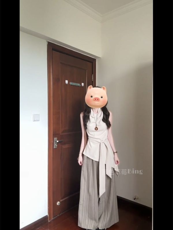 气质设计感穿搭不规则绑带收腰背心上衣女夏季高腰条纹阔腿裤套装|undefined