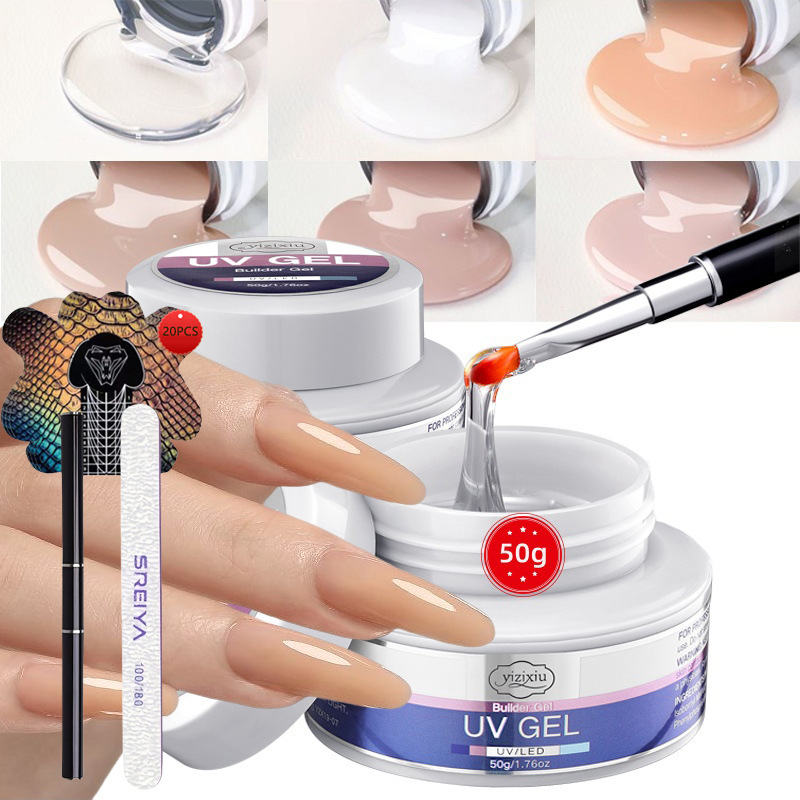Cross-Border Manicure Painless Nail Extension Gel Nude Color Plastic Shaping Extension Reinforcement Construction Glue Five-In-One Set