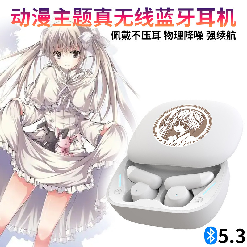 Second-dimensional dome sister wireless in-ear bluetooth headset 5.3 low delay animation game e-sports personality charging bin