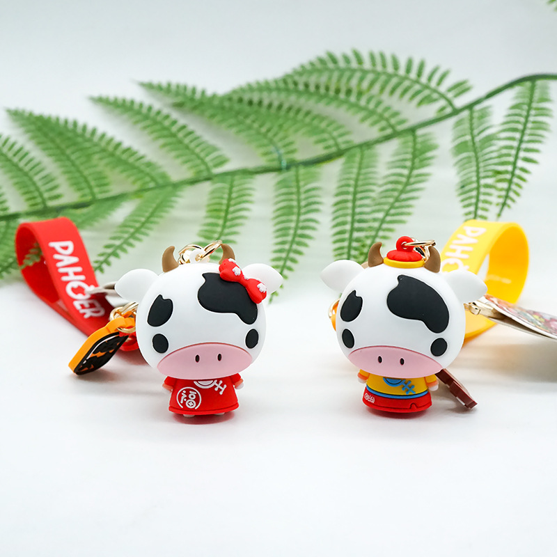 正版授权PAHOER牛年创意钥匙扣 包包挂饰汽车钥匙扣招财万福礼品