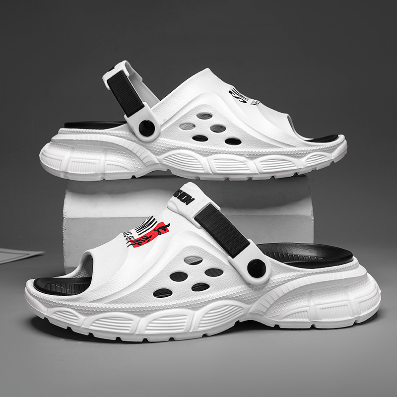 Zapatillas red para hombres de verano juveniles antideslizantes de fondo suave de dos usos deportivos para hombres pisando mierda sensación de playa zapatillas frías