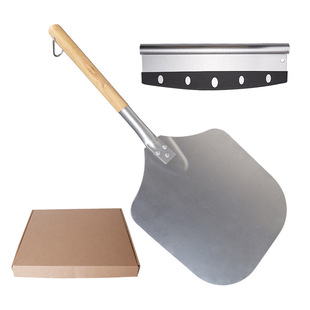 12 Inch Detachable Handle Spiral Pattern Pizza Shovel Aluminum Shovel Screw Pizza Transfer Shovel Wooden Handle Pizza Shovel