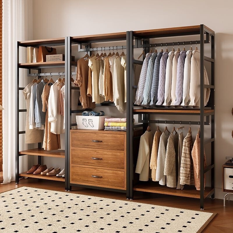 Carbon Steel Floor-Standing Coat Rack, Simple Bedroom Wardrobe, Multi-Functional Clothes Rack, Storage and Drying Rack, Floor-Standing Coat Rack Carbon Steel Floor-Standing Coat Rack, Simple Bedroom Wardrobe, Multi-Functional Clothes Rack, Storage and Drying Rack, Floor-Standing Coat Rack