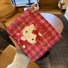 原创小众复古格子凯蒂便携大容量化妆包卡通收纳便捷整理爆款男棉