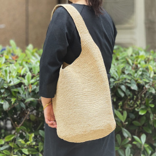 French Style Rafi Grass Straw Bag Women's Summer Fashionable All-match Large Capacity Shoulder Armpit Tote Seaside Holiday Beach Bag