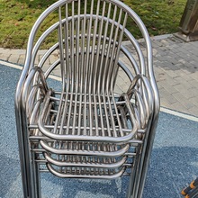 特厚304不锈钢椅子带靠背座椅凳子户外休闲阳台扶手网红折叠桌椅