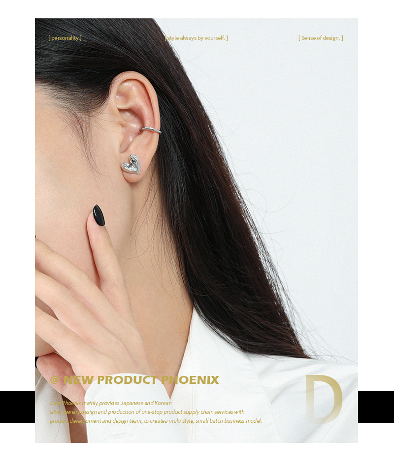 7g Weight 1 Pair 925 Sterling Silver Heart Shape Ear Studs