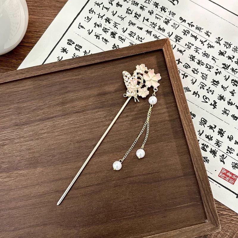 Flores chinas retrógradas flange paso agitando pinzas de cabello de mujer elegante ropa de estilo chino pinzas de cabello de cabello de cabeza trasera pinzas de cabello