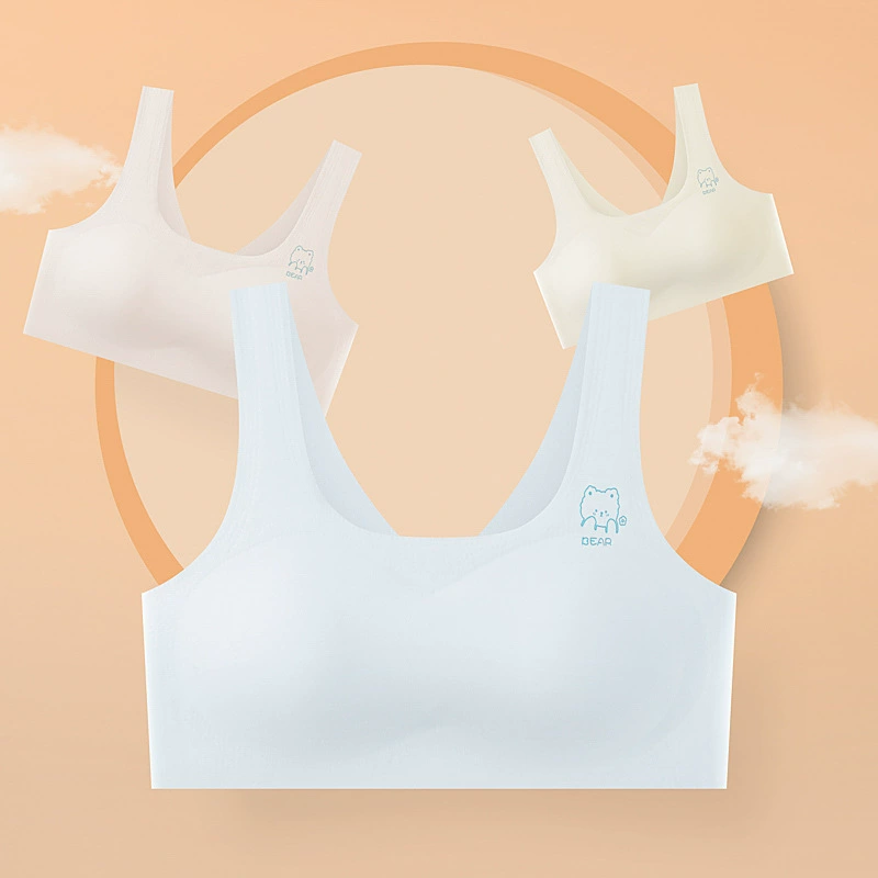 Бесшовный бюстгальтер Naked Sense без стальных колец с запахом на грудь Период развития учащихся средней школы Внутрь с защитой от ударов Спортивный противоударный жилет для девочек