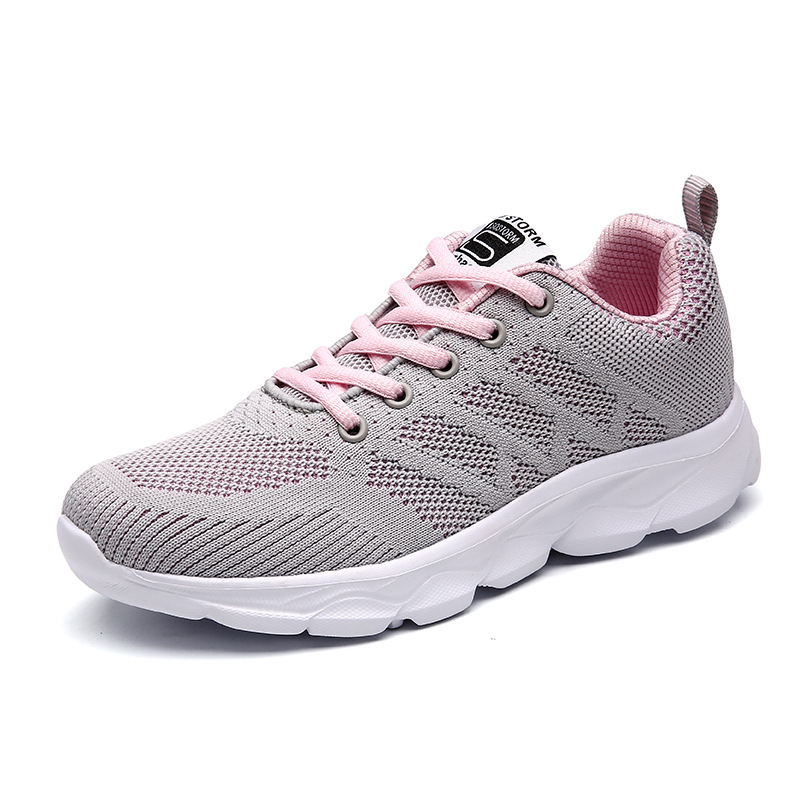 Zapatos de madres suaves de calidad zapatos de carreras deportivos casuales de tejido volante estilo coreano ligero y simple estilo de moda juvenil
