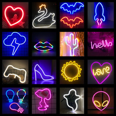 Cross-border new product neon light planet lightning alien-shaped rocket small heart ornament night light game controller