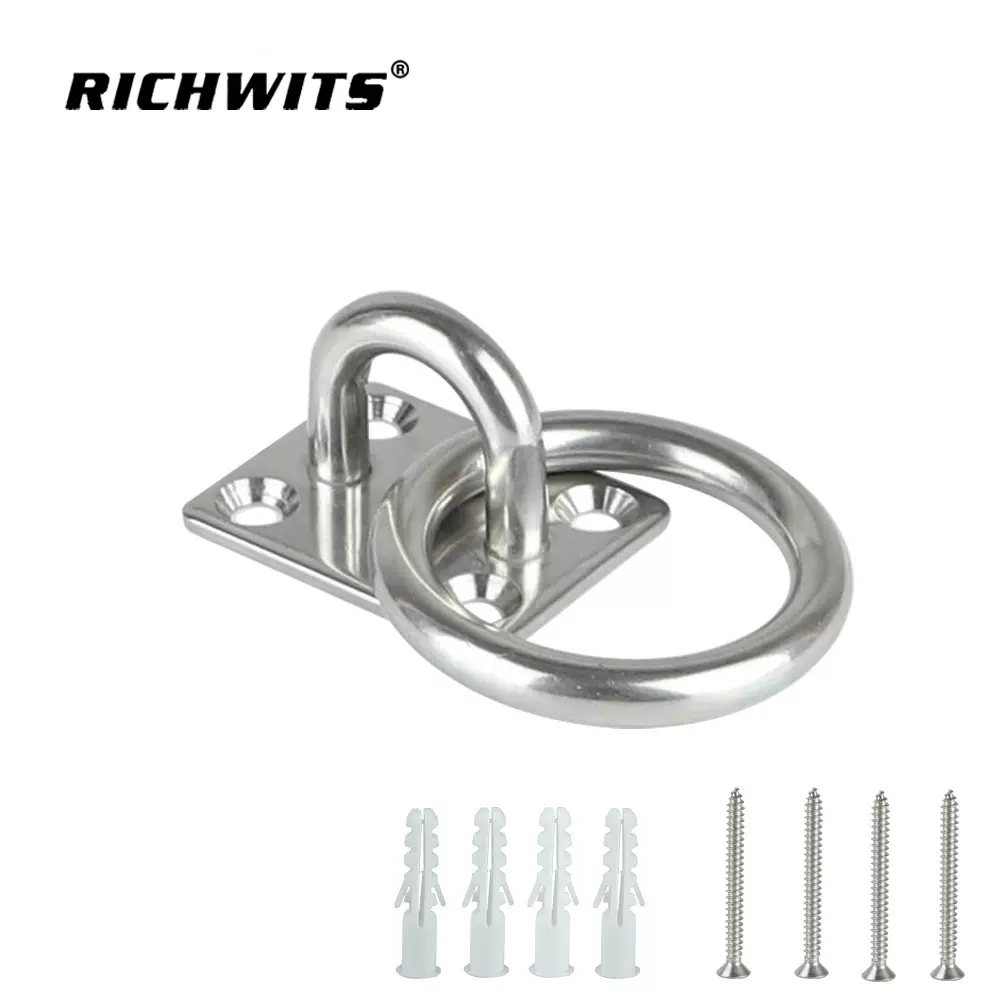不锈钢带环方形门扣 船扣 遮阳帆固定配件 安全扣 固定板座