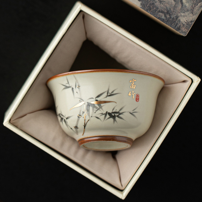 Ruyao Tea Cup Home Tea Opening Film Kung Fu Tea Set Ceramic Tea Tasting Cup Single Cup Master Cup Tea Cup Gift Box