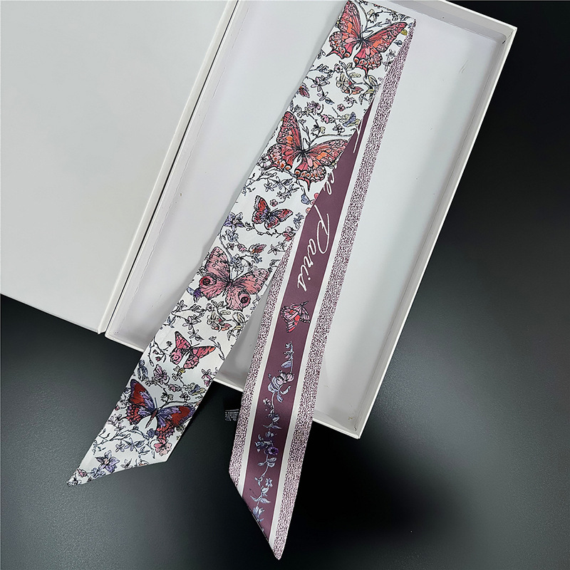 Pañuelo de seda de imitación, banda larga, bufanda de cuello con sentido avanzado, bolsa de toalla de seda, pañuelo en la cabeza, cinturón para el cabello, cinturón para el cabello, cinturón para el cabello