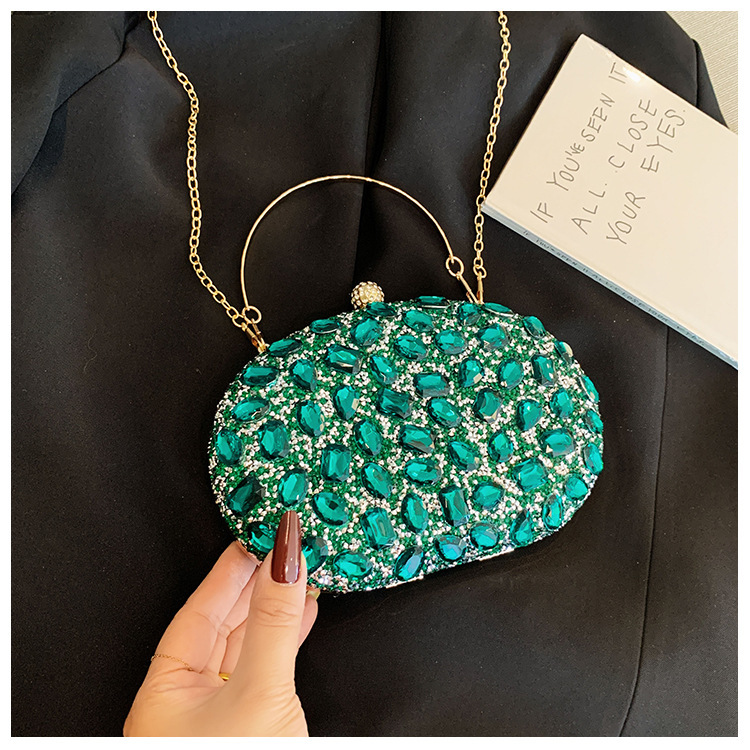 Nueva bolsa de cena de lujo ligera con diamantes, bolsa de moda para banquetes de bodas, bolsa de acrílico con diamantes completos