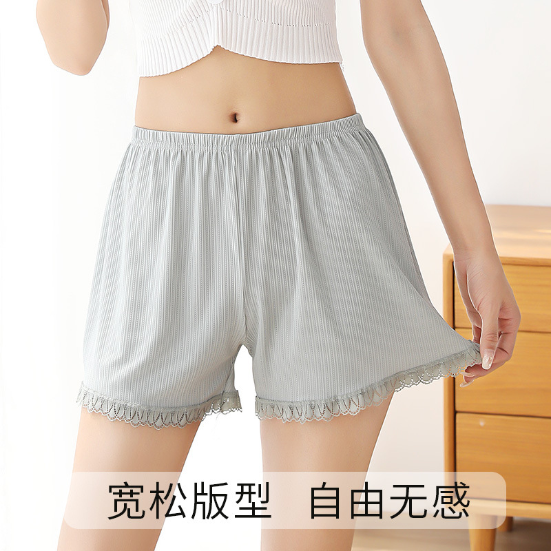 Summer new style lace loose safety pants that can be worn outside, anti-exposure three-point pants, ice crystal non-curling safety pants