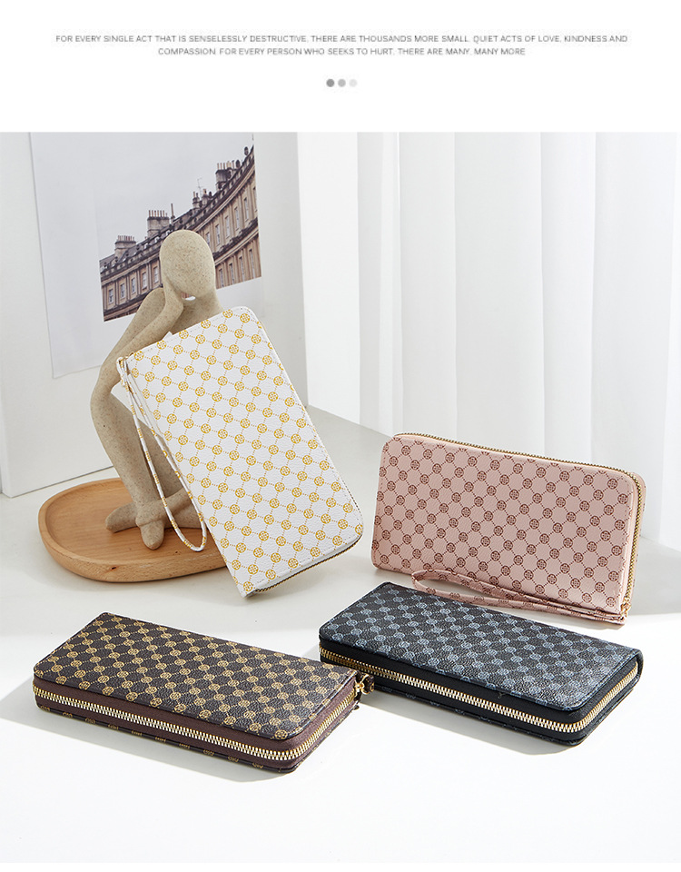 Neuer langer Reißverschluss für Damen, modische Vintage-Geldbörse mit mehreren Kartenfächern und Handytasche_voghion.com