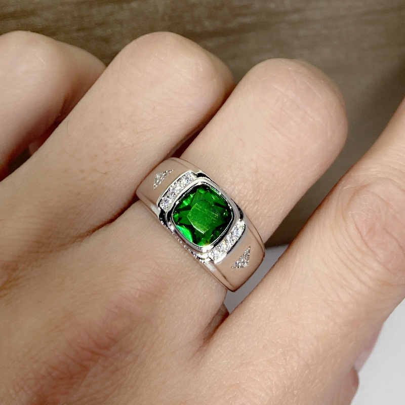 Bague pour homme avec pierre précieuse bague zircon bleue tendance_voghion.com