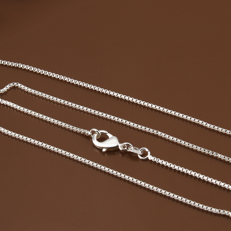Jinrongxing 40-60cm Cross-Border European and American Popular Silver-Plated 1mm Box Chain Fashion Box Chain Necklace Cross-Border