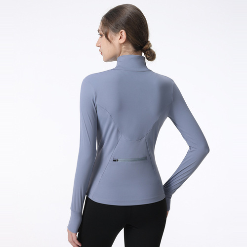 New autumn and winter stand-up collar sports coat for women, quick-drying yoga tops, running professional fitness clothes, tight long sleeves