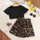 2022 new girls summer suits Europe and the United States short-sleeved shorts leopard shorts two-piece sets of foreign trade children's clothing wholesale