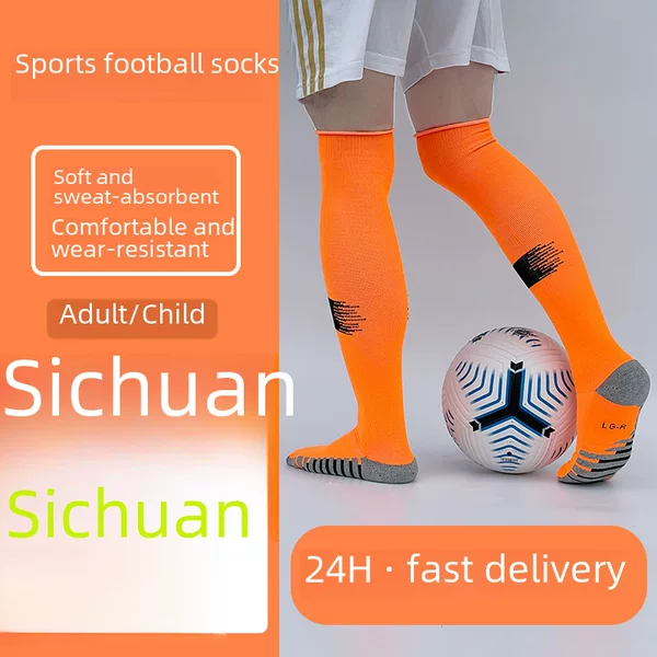 Adult Professional Football Team Socks, Children's Training Non-Slip Sports Breathable Sweat-Absorbent Competition Long Socks Wholesale Fluorescent