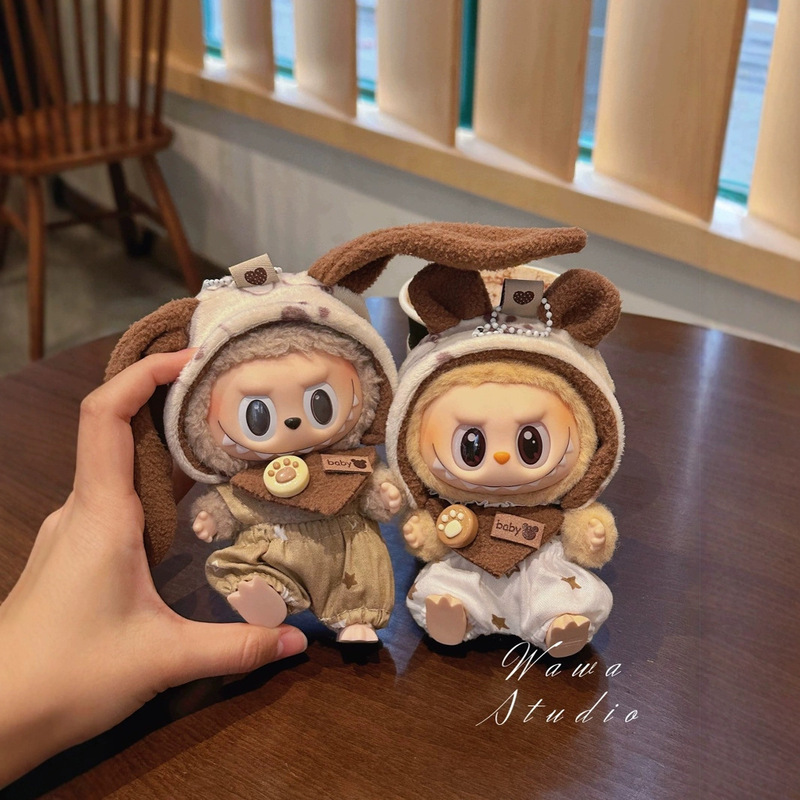 マカロン 10Labubu ビニール服ブラインドボックス 15 センチメートル綿人形ぬいぐるみラブ人形 20 着替えベビー服|undefined