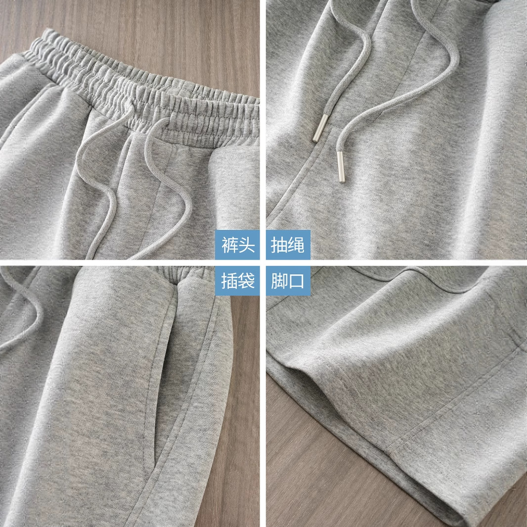 American Style 360g Heavyweight Casual Shorts Men's Summer 2025 New Sports Mid-Pants Gray Sweatpants Loose Five-Point Pants