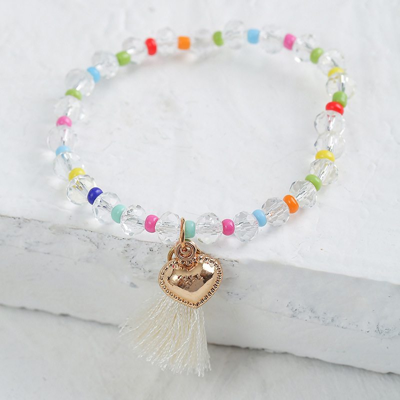 Weaving Crystal Tassel Heart Shape Bracelet Wholesale Jewelry Nihaojewelry display picture 4