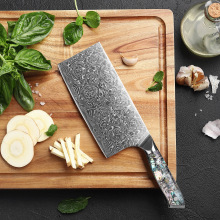 批发鲍贝壳手柄大马士革玫瑰纹菜刀厨房切片刀具源头厂家电商热销