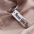亚马逊跨境不锈钢钥匙扣励志语 Never Give Up背包挂件钥匙扣挂件