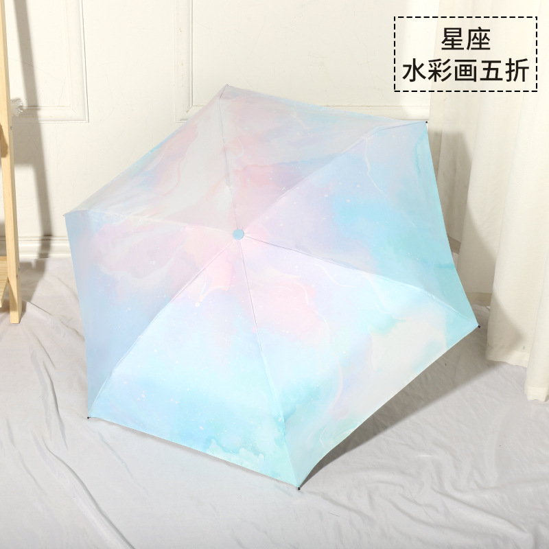 Sombrilla Plegable de Bolsillo con Vinilo Negro y Protección UV para Sol y Lluvia