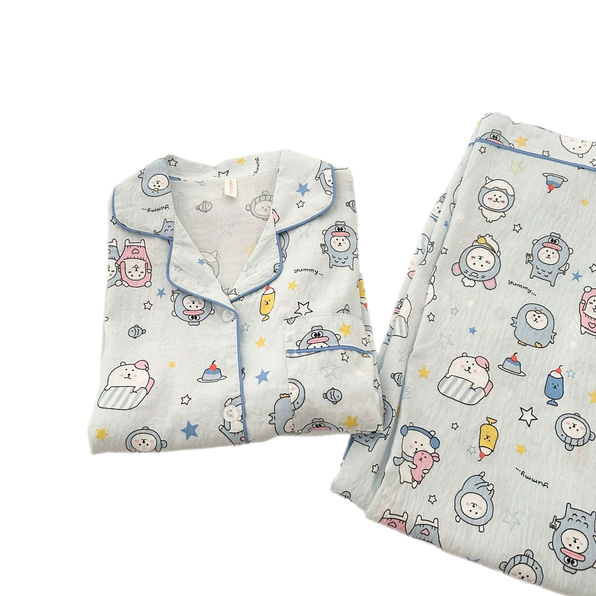 Autumn Cartoon Pajama Set — Long-Sleeve Top, Trousers & Cardigan, Sizes M–XXL, Multi-Color