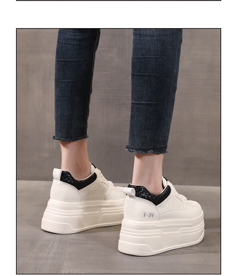 Giày sneaker nữ đế dày trắng đa năng HK9880 đế xuồng 8 cm — đen chi tiết 13