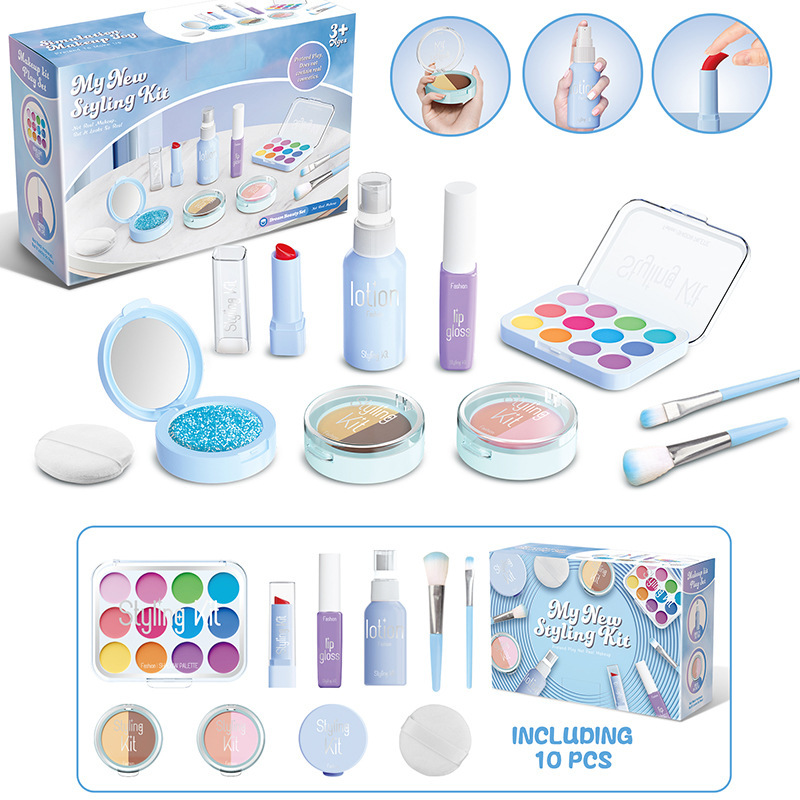 Navidad infantil imitación de sombras de ojos maquillaje juguetes de maquillaje para niñas en el hogar no borrable princesa maquillaje cubierta