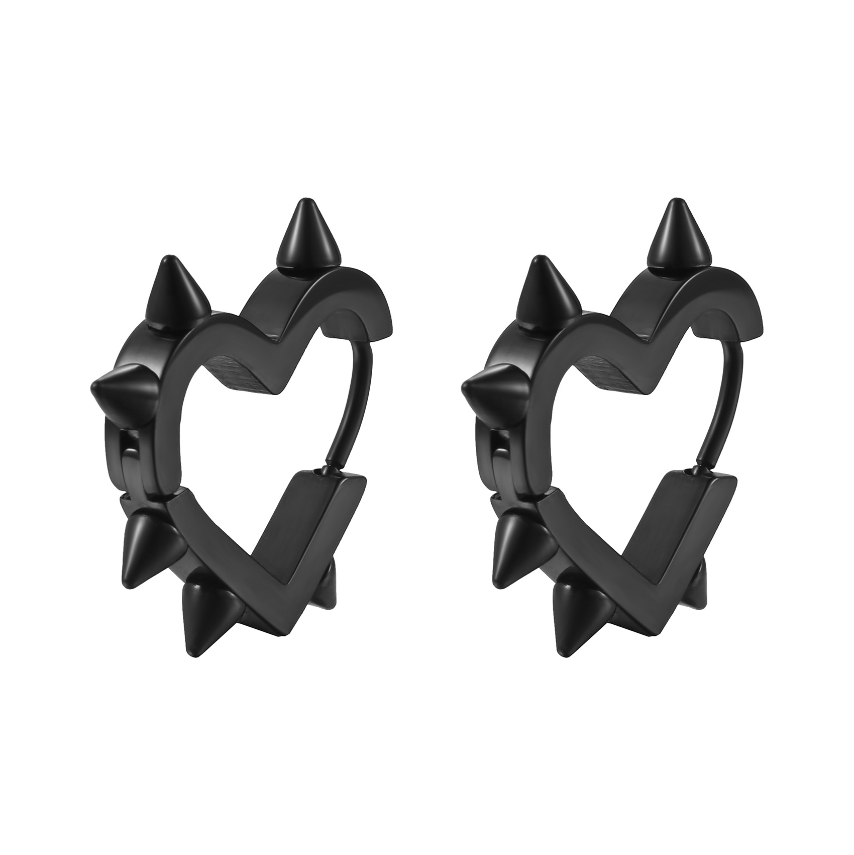 Hip-hop Heart Shape Titanium Steel Plating Rivet Earrings 1 Pair display picture 4