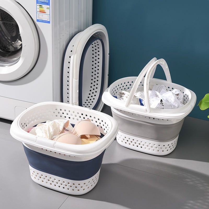 Folding Laundry Basket Household Wall-Mounted Clothing Storage Basket Bathroom Laundry Bin Large Plastic Laundry Basket