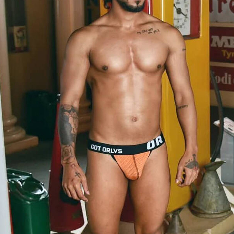 ORLVS Amazon Foreign Trade Supply Fashion Double Ding Mesh Sexy Trend Personality Sexy Sports Thong Men