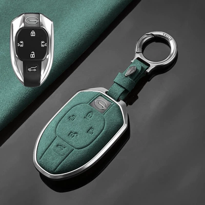 Car key bag Buckle - chuanqi-c-five-key-tarnish-aluminum-alloy-dark-green-suede-upgrade-ring-buckle