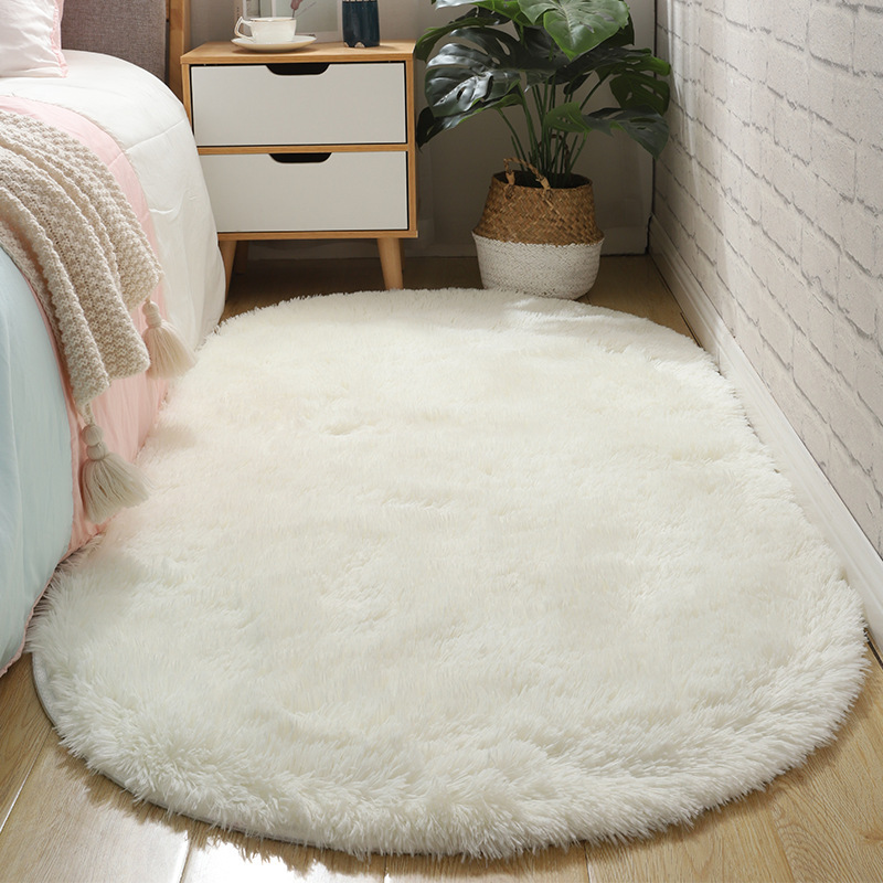 Luz de lujo dormitorio mantas de cama sala de estar oval simple estera de suelo vello largo teñido antideslizante balcón estera de ventana flotante paquete suave image 18