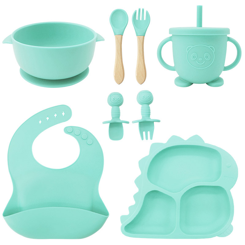 Baby Products Factory Vajilla para bebés Juego de vajilla de silicona para recién nacidos Juego de vajilla para niños de dibujos animados Juego de complementos alimenticios