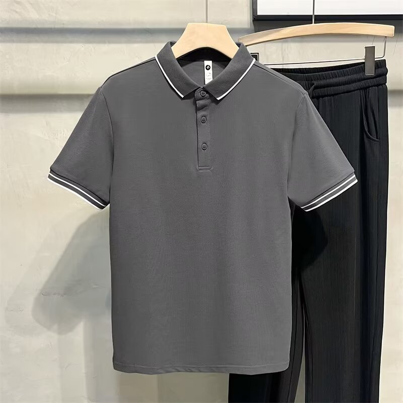 Camisas de manga corta con solapa, camisetas de verano de moda para hombres, camisetas coreanas delgadas, nuevas camisetas de polo de estilo universal.