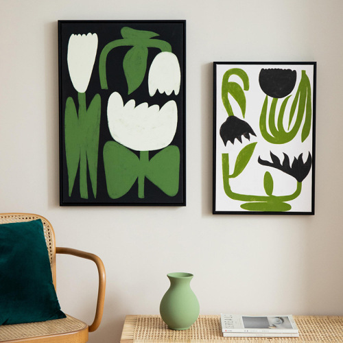 French INS-style floral fresh poster for living room decoration, console table entryway bedroom wall art manufacturer wholesale