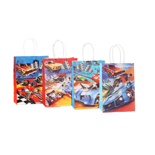 Racing printed packaging bag Kraft paper gift bag party Candy tote bag wholesale clothing paper bag