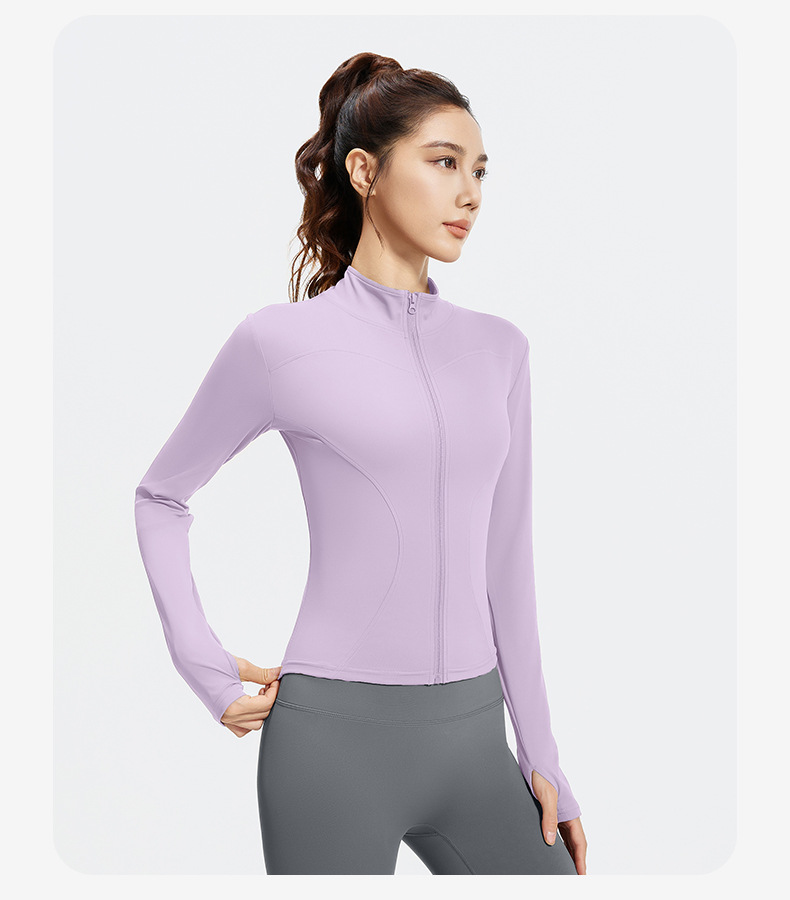 224g Weight Long Sleeve Sleeve Length Spandex, Polyester Fabric Type Short Top Length Coat Tops Type Fitness, Yoga, Running Occasion High Neck Neckline Solid Color Pattern Sport Style Style Juyitang New Stand Collar Nude Feel Yoga Jacket Thin And Breathable Running Fitness Sports Jacket 8