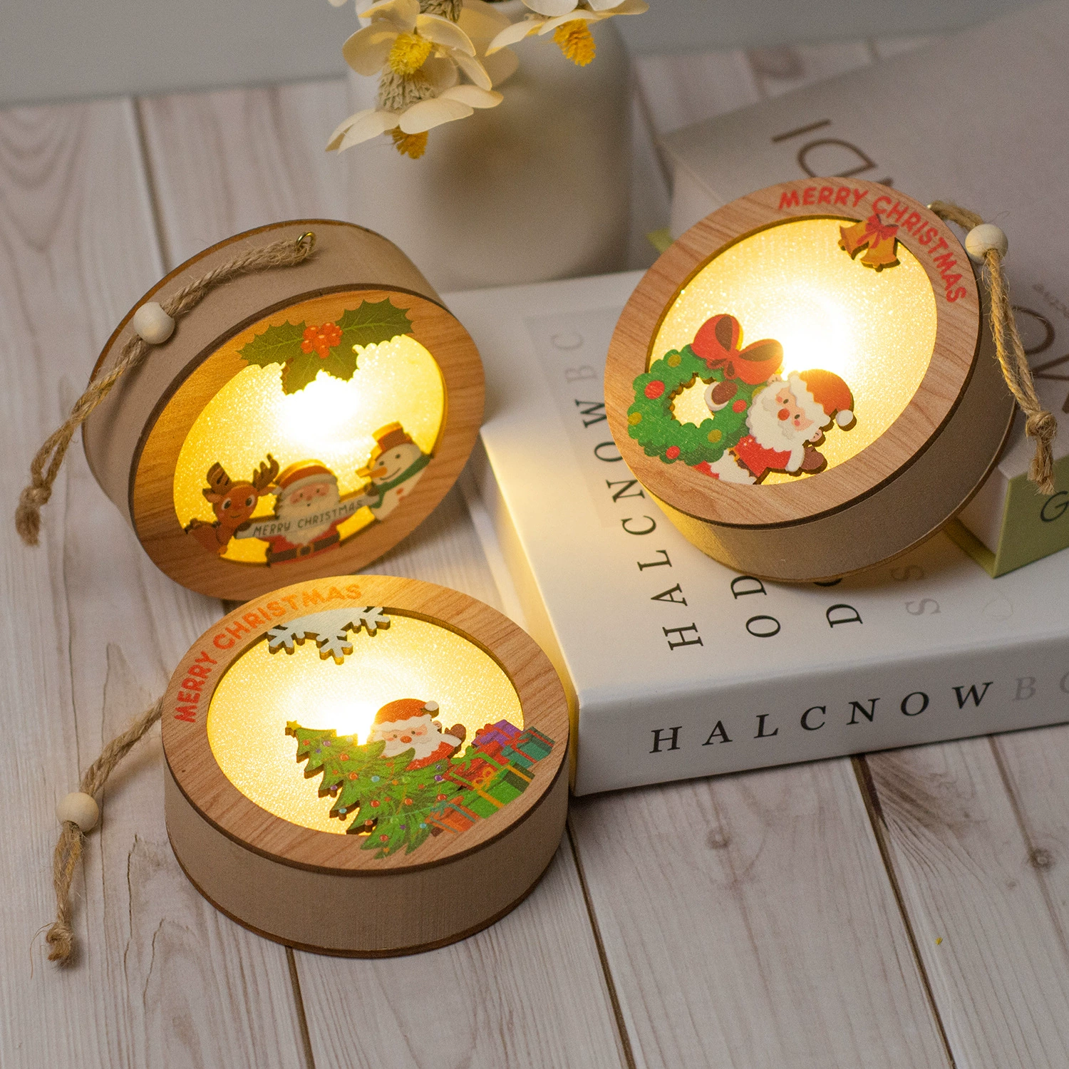 Рождественский деревянный свет кулон украшение рабочего стола рождественские украшения Праздник дома деревянные украшения елки